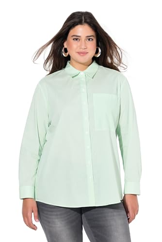 Ulla Popken Damen Bluse, Streifen, A-Linie, Hemdkragen, Langarm Tunika-Shirt, Mintgrün, 50-52 EU Ulla Popken Damen Bluse, Streifen, A-Linie, Hemdkragen, Langarm Tunika-Shirt, Mintgrün, 50-52 EU von Ulla Popken
