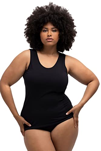 Ulla Popken Damen Bodyforming-unterhemd, Breite Träger Unterhemden, Schwarz, 46-48 EU von Ulla Popken