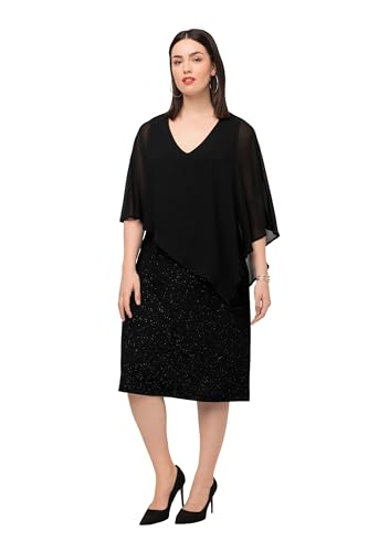 Ulla Popken Damen Doublelayer Chiffon Kleider, schwarz, 50-52 von Ulla Popken