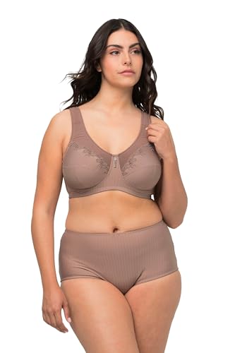 Ulla Popken Damen Entlastungs-BH, ohne Bügel, Strassanhänger, Cup C - G BRA, taupe, 125G von Ulla Popken