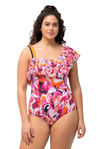 Ulla Popken Damen Fabienne, One-Shoulder, Volant, Batik Journey 827705 Badeanzug, Gelb, XXXL Ulla Popken Damen Fabienne, One-Shoulder, Volant, Batik Journey 827705 Badeanzug, Gelb, XXXL von Ulla Popken