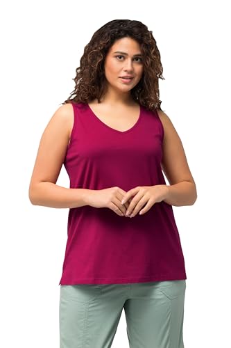 Ulla Popken Damen Feminines Top mit V-neck T-Shirt, magnolienrot, 42-44 von Ulla Popken