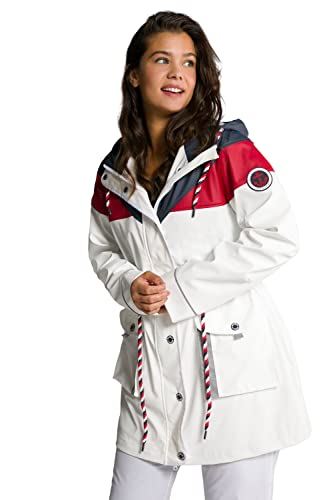 Ulla Popken Damen Friesenjacke, Colorblocking, 2-Wege-Zipper, Reflektoren Jacke, Off White, 42-44 von Ulla Popken