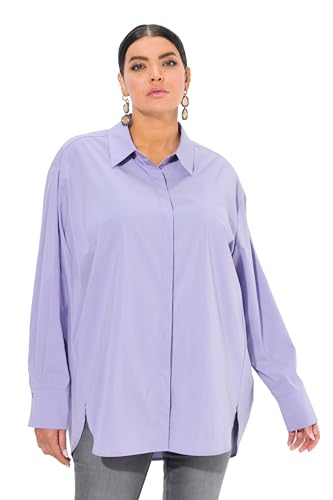 Ulla Popken Damen Hemdbluse, Perlmuttknöpfe, Oversized, Hemdkragen, Langarm Tunika-Shirt, Lavendel, 62-64 Ulla Popken Damen Hemdbluse, Perlmuttknöpfe, Oversized, Hemdkragen, Langarm Tunika-Shirt, Lavendel, 62-64 von Ulla Popken