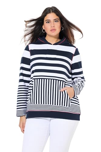Ulla Popken Damen Hoodie, Gestreift Mit Känguru-Tasche, Tinten Blau, 42-44 Große Größen EU Ulla Popken Damen Hoodie, Gestreift Mit Känguru-Tasche, Tinten Blau, 42-44 Große Größen EU von Ulla Popken