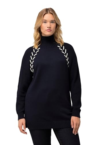 Ulla Popken Damen Kontrastnähten Pullover, Marine, 54-56 von Ulla Popken