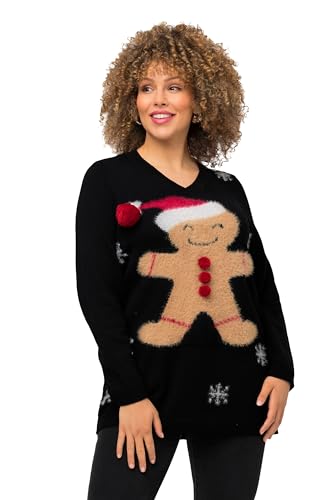 Ulla Popken Damen Lebkuchenmann-Motiv Pullover, schwarz, 46-48 Ulla Popken Damen Lebkuchenmann-Motiv Pullover, schwarz, 46-48 von Ulla Popken