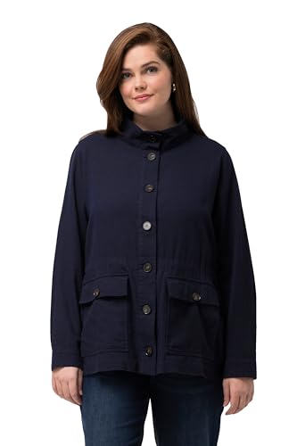 Ulla Popken Damen Leinenmix Jacke Stehkragen Blazer, Marine, 42-44 Ulla Popken Damen Leinenmix Jacke Stehkragen Blazer, Marine, 42-44 von Ulla Popken
