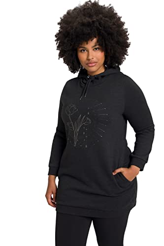 Ulla Popken Damen Long-Hoodie, Tulpen, Oversized, Fleecefutter, Langarm Sweatshirt, Anthrazit Melange, 42-44 von Ulla Popken