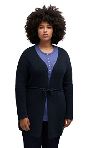 Ulla Popken Damen Open Cardigan in Rib Knit Strickjacke, Marine, 46-48 EU von Ulla Popken