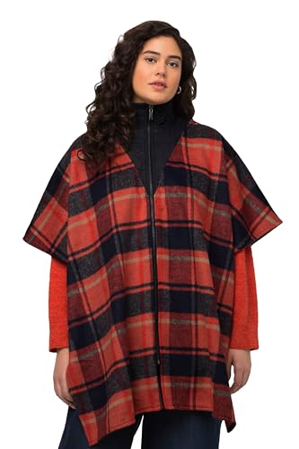 Ulla Popken Damen Poncho, kariert mit Druckknöpfen Indoorjacken, rotorange, 42-48 Ulla Popken Damen Poncho, kariert mit Druckknöpfen Indoorjacken, rotorange, 42-48 von Ulla Popken