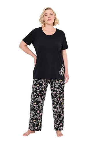 Ulla Popken Damen Pyjama, Zweiteiler, Scribble-Herz, Halbarm, Lange Hose Pyjamaset, Schwarz, 46-48 EU Ulla Popken Damen Pyjama, Zweiteiler, Scribble-Herz, Halbarm, Lange Hose Pyjamaset, Schwarz, 46-48 EU von Ulla Popken