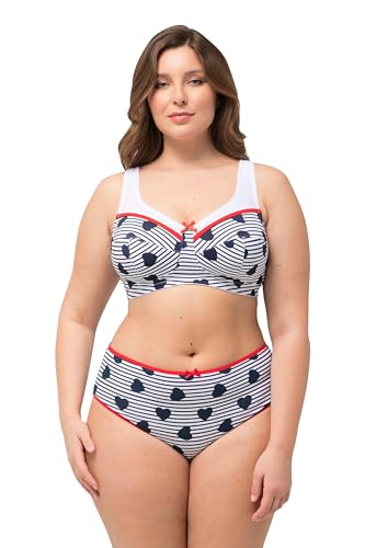 Ulla Popken Damen Relief-Bra, Stripes & Heart BH, Nachtblau, 110C von Ulla Popken