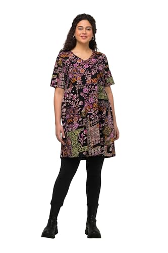 Ulla Popken Damen Shirttunika, Gemustert Tunika, schwarz, 50-52 von Ulla Popken