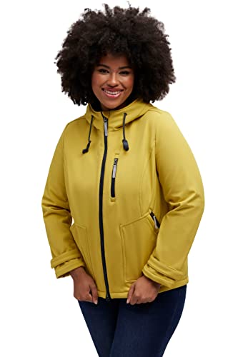 Ulla Popken, Damen, große Größen, Softshelljacke, wasserabweisend, Fleecefutter, Kapuze von Ulla Popken