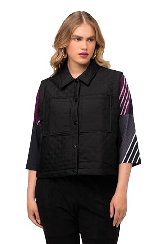Ulla Popken Damen Steppweste, seitliche Druckknöpfe, Hemdkragen, ärmellos Westen, schwarz, 58-60 Ulla Popken Damen Steppweste, seitliche Druckknöpfe, Hemdkragen, ärmellos Westen, schwarz, 58-60 von Ulla Popken