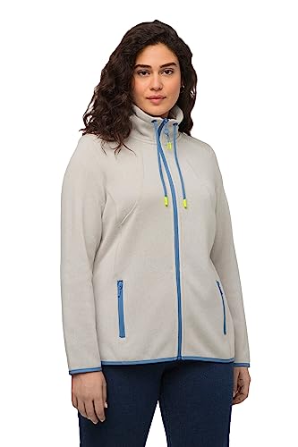 Ulla Popken Damen Strickfleece-Jacke, Kapuze, Reißverschlusstaschen Strickjacke, steinweiß, 46-48 von Ulla Popken