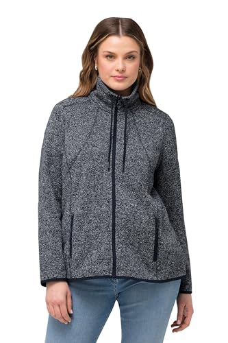 Ulla Popken Damen Strickfleece Jacke mit Rautenmuster Sweatjacke, Marine, 62-64 Ulla Popken Damen Strickfleece Jacke mit Rautenmuster Sweatjacke, Marine, 62-64 von Ulla Popken