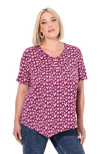 Ulla Popken Damen T-Shirt, Herzen, Zipfelsaum, V-Ausschnitt, Halbarm, Rubin, 50-52 EU Ulla Popken Damen T-Shirt, Herzen, Zipfelsaum, V-Ausschnitt, Halbarm, Rubin, 50-52 EU von Ulla Popken