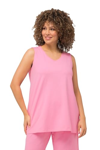 Ulla Popken Damen Top, A-Linie, V-Ausschnitt, ärmellos 807291 T-Shirt, hell pink, 58-60 Ulla Popken Damen Top, A-Linie, V-Ausschnitt, ärmellos 807291 T-Shirt, hell pink, 58-60 von Ulla Popken