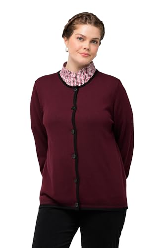 Ulla Popken Damen Tracht Kontrastsaum Strickjacke, Weinrot, 62-64 Ulla Popken Damen Tracht Kontrastsaum Strickjacke, Weinrot, 62-64 von Ulla Popken