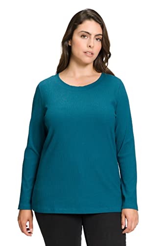 Ulla Popken Damen Turtleneckshirt, Classic T Shirt, Blau, 50-52 Große Größen EU von Ulla Popken
