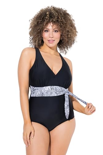 Ulla Popken Damen Violetta, Bauchgurt, Palmblätter Badeanzug, Schwarz, 46 EU Ulla Popken Damen Violetta, Bauchgurt, Palmblätter Badeanzug, Schwarz, 46 EU von Ulla Popken