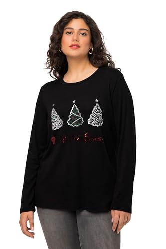 Ulla Popken Damen Wild Christmas Sweatshirts, schwarz, 54-56 von Ulla Popken