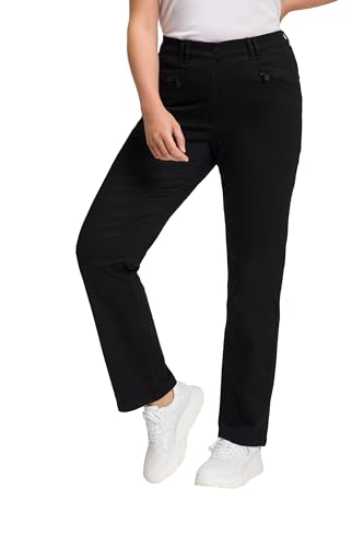 Ulla Popken Damen große Größen Übergrößen Plus Size Basic Stretchhose Mony, farbecht, leicht schmal zulaufend schwarz 64 802969100-64 von Ulla Popken