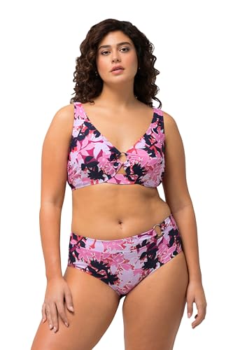 Ulla Popken Damen große Größen Übergrößen Plus Size Bikini, Blüten, Zierring, Softcups, recycelt magentapink 54 826259528-54 von Ulla Popken