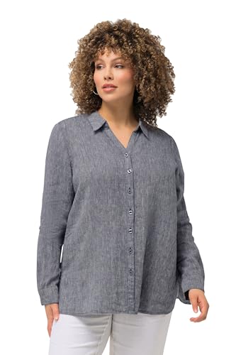 Ulla Popken Damen Leinenbluse Blusen, Marineblau Meliert, 58-60 Ulla Popken Damen Leinenbluse Blusen, Marineblau Meliert, 58-60 von Ulla Popken