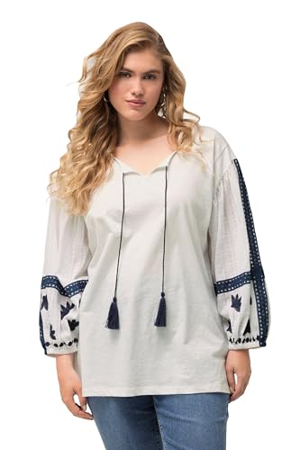 Ulla Popken Damen Bluse, Stickerei, Tunika-Ausschnitt, Langarm Buse Mit An Den Ärmeln, Schneeweiß, 42-44 EU Ulla Popken Damen Bluse, Stickerei, Tunika-Ausschnitt, Langarm Buse Mit An Den Ärmeln, Schneeweiß, 42-44 EU von Ulla Popken