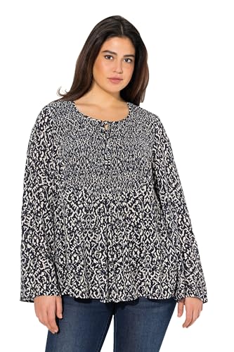 Ulla Popken Damen große Größen Übergrößen Plus Size Bluse, gesmokt, Rundhals, ausgestellter Langarm Ulla Popken Damen große Größen Übergrößen Plus Size Bluse, gesmokt, Rundhals, ausgestellter Langarm von Ulla Popken