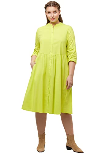 Ulla Popken Damen große Größen Übergrößen Plus Size Blusenkleid, A-Linie, Quernaht, Stehkragen, 3/4-Arm Limette 58+ 815711400-58+ von Ulla Popken