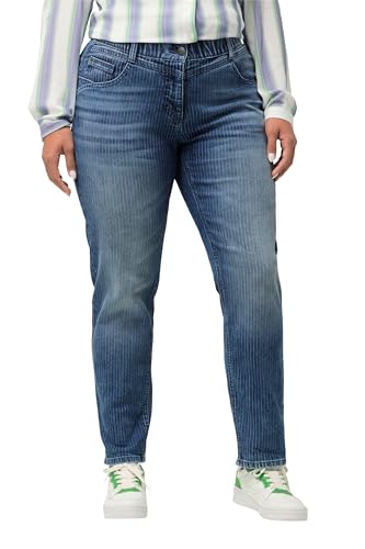 Ulla Popken Damen große Größen Übergrößen Plus Size Boyfriend-Jeans, Streifen, lässig weit, 5-Pocket-Hose Blue Denim 48 823850902-48 von Ulla Popken