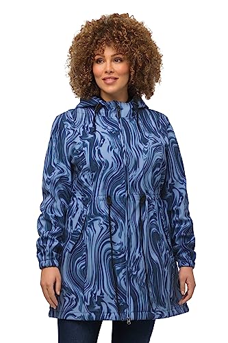 Ulla Popken Damen große Größen Übergrößen Plus Size HYPRAR Softshelljacke, wasserabweisend, Wellen, A-Linie marine 42+ 821428130-42+ von Ulla Popken