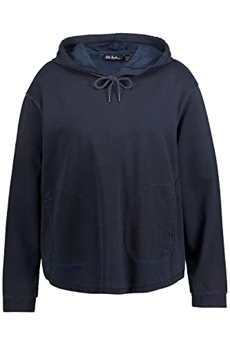 Ulla Popken Damen große Größen Übergrößen Plus Size Hoodie, Oversized, Langarm, Kapuzenshirt Marine 46+ 808246132-46+ von Ulla Popken