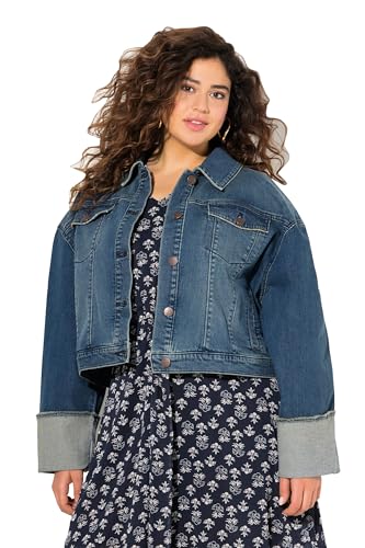 Ulla Popken Damen große Größen Übergrößen Plus Size Jeansjacke, Fransen, Hemdkragen, breiter Ärmelumschlag Ulla Popken Damen große Größen Übergrößen Plus Size Jeansjacke, Fransen, Hemdkragen, breiter Ärmelumschlag von Ulla Popken