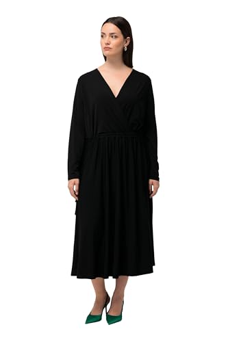 Ulla Popken Damen große Größen Übergrößen Plus Size Jerseykleid, A-Linie, Wickeloptik, V-Ausschnitt, Langarm schwarz 50+ 824909100-50+ Ulla Popken Damen große Größen Übergrößen Plus Size Jerseykleid, A-Linie, Wickeloptik, V-Ausschnitt, Langarm schwarz 50+ 824909100-50+ von Ulla Popken