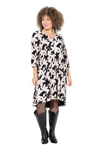 Ulla Popken Damen große Größen Übergrößen Plus Size Jerseykleid, Blätter, A-Linie, V-Ausschnitt, 3/4-Arm schwarz 58+ 834745100-58+ Ulla Popken Damen große Größen Übergrößen Plus Size Jerseykleid, Blätter, A-Linie, V-Ausschnitt, 3/4-Arm schwarz 58+ 834745100-58+ von Ulla Popken