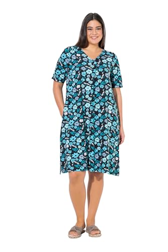 Ulla Popken Damen große Größen Übergrößen Plus Size Jerseykleid, Blüten, A-Linie, V-Ausschnitt, Halbarm tiefes Aqua 46+ 840354740-46+ Ulla Popken Damen große Größen Übergrößen Plus Size Jerseykleid, Blüten, A-Linie, V-Ausschnitt, Halbarm tiefes Aqua 46+ 840354740-46+ von Ulla Popken
