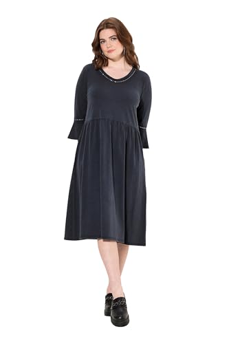 Ulla Popken Damen große Größen Übergrößen Plus Size Jerseykleid, Rollkanten, A-Linie, V-Ausschnitt, 3/4-Arm Ulla Popken Damen große Größen Übergrößen Plus Size Jerseykleid, Rollkanten, A-Linie, V-Ausschnitt, 3/4-Arm von Ulla Popken