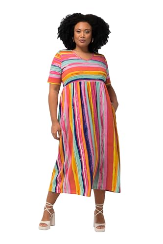 Ulla Popken Damen große Größen Übergrößen Plus Size Jerseykleid, Streifenmix, A-Linie, V-Ausschnitt, Halbarm Flamingo 46+ 829524805-46+ Ulla Popken Damen große Größen Übergrößen Plus Size Jerseykleid, Streifenmix, A-Linie, V-Ausschnitt, Halbarm Flamingo 46+ 829524805-46+ von Ulla Popken