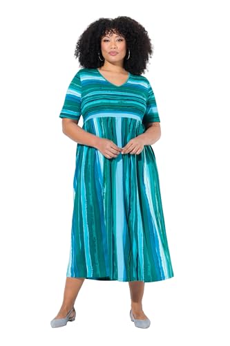 Ulla Popken Damen große Größen Übergrößen Plus Size Jerseykleid, Streifenmix, A-Linie, V-Ausschnitt, Halbarm tiefes Aqua 54+ 829524740-54+ Ulla Popken Damen große Größen Übergrößen Plus Size Jerseykleid, Streifenmix, A-Linie, V-Ausschnitt, Halbarm tiefes Aqua 54+ 829524740-54+ von Ulla Popken