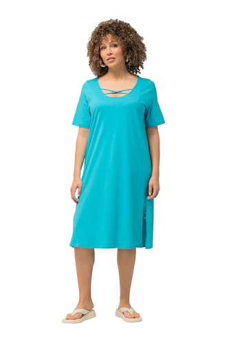 Ulla Popken Damen große Größen Übergrößen Plus Size Jerseykleid, Zierbänder, A-Linie, Rundhals, Halbarm tiefes Aqua 46+ 829834740-46+ Ulla Popken Damen große Größen Übergrößen Plus Size Jerseykleid, Zierbänder, A-Linie, Rundhals, Halbarm tiefes Aqua 46+ 829834740-46+ von Ulla Popken