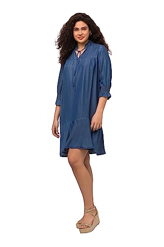 Ulla Popken Damen große Größen Übergrößen Plus Size Lyocell-Kleid, Jeansoptik, Tunika-Ausschnitt, 3/4-Arm Blue Denim 42+ 821513902-42+ von Ulla Popken