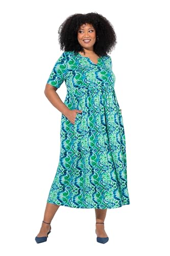 Ulla Popken Damen große Größen Übergrößen Plus Size Maxikleid, Zipper, A-Linie, Tunika-Ausschnitt, Halbarm Kleeblatt 46+ 838142450-46+ Ulla Popken Damen große Größen Übergrößen Plus Size Maxikleid, Zipper, A-Linie, Tunika-Ausschnitt, Halbarm Kleeblatt 46+ 838142450-46+ von Ulla Popken