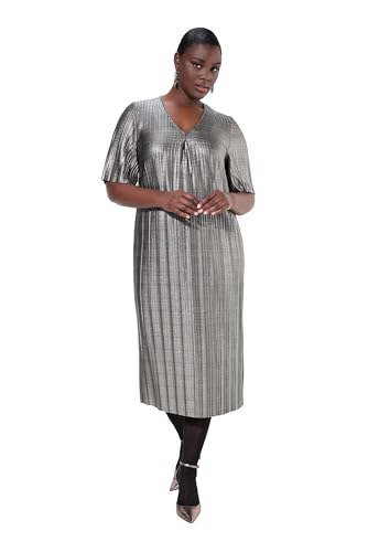 Ulla Popken Damen große Größen Übergrößen Plus Size Midikleid, Silver-Plissee, A-Linie, V-Ausschnitt, Halbarm Silber 58+ 833120131-58+ Ulla Popken Damen große Größen Übergrößen Plus Size Midikleid, Silver-Plissee, A-Linie, V-Ausschnitt, Halbarm Silber 58+ 833120131-58+ von Ulla Popken