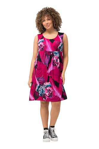 Ulla Popken Damen große Größen Übergrößen Plus Size Minikleid, A-Linie, Rundhals, ärmellos, Taschen Fuchsia pink 46+ 829209810-46+ von Ulla Popken