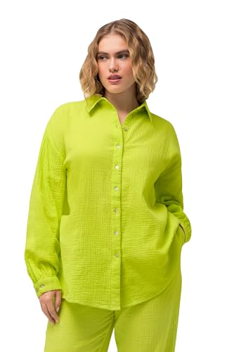 Ulla Popken Damen Blusa Camisera de Muselina, Corte Generoso, Cuello Camisero, Manga Larga Bluse, neon Green, 52-54 Ulla Popken Damen Blusa Camisera de Muselina, Corte Generoso, Cuello Camisero, Manga Larga Bluse, neon Green, 52-54 von Ulla Popken